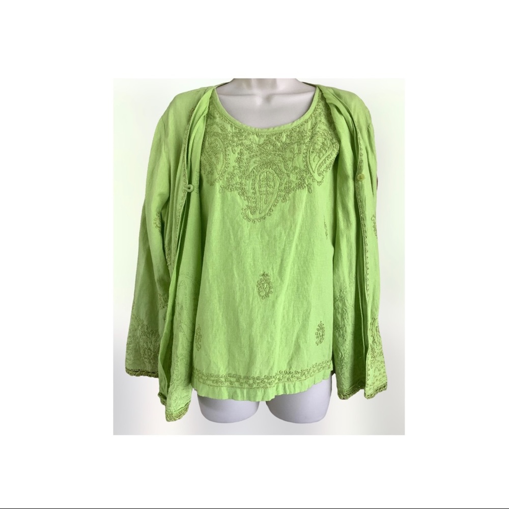 FLORISSANT NEW YORK- long sleeve green blouse, with jacket size 14P.